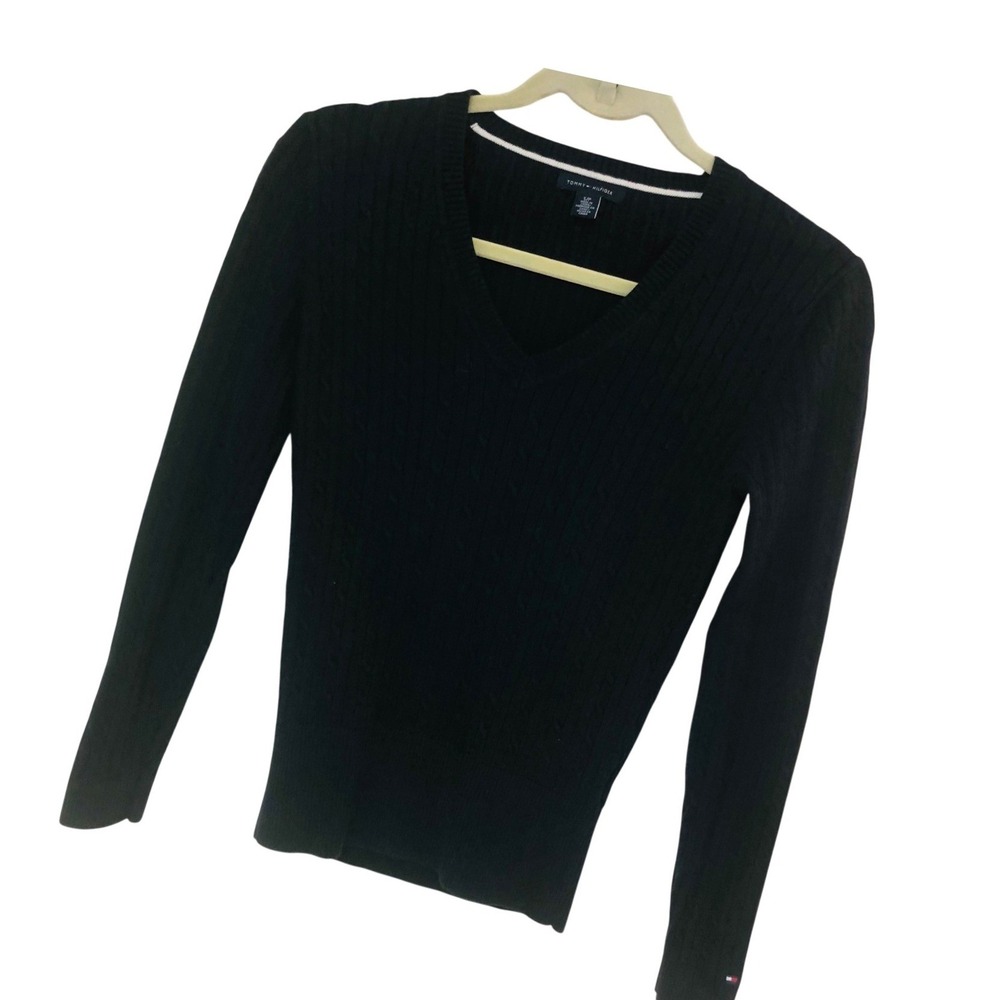 Tommy Hilfiger Sweater Ribbed Fitted Witchy Minimalist Cable Fisherman Womens S